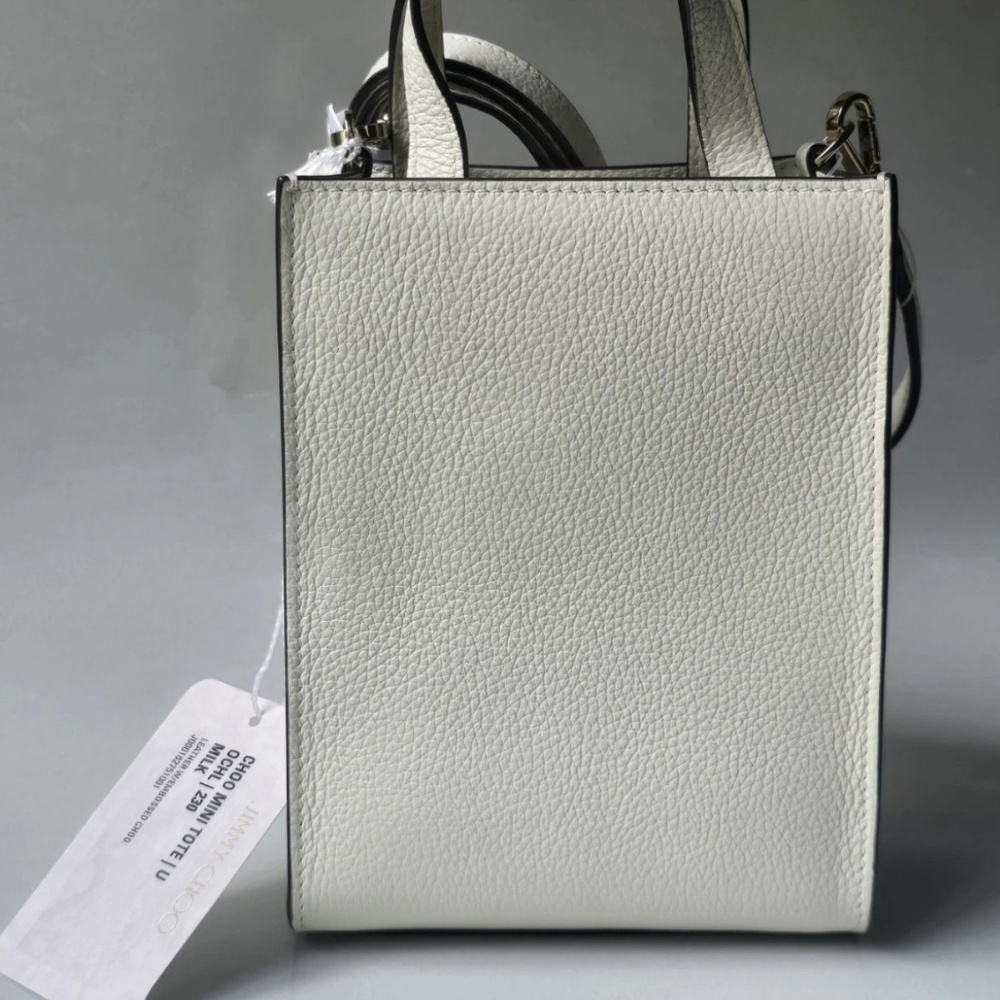 BNWT Jimmy Choo Milk White Mini Shopper Handbag Crossbody Embossed Logo - Picture 3 of 6